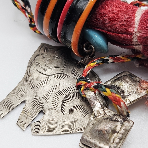 VINTAGE Handcrafted Chachkas Milagros Charm Over the Top Statement Necklace - Picture 9 of 14